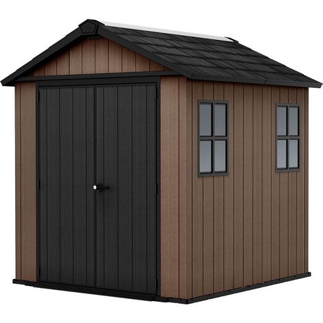 Casetta Box da Giardino 230x223,8x246 cm Newton Plus 757/775 Doppia Opzione Montaggio in Resina Evotech+ Marrone (1/5)