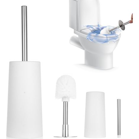 Ensemble Brosse WC Silicone Autoportante, Blanc (1/5)