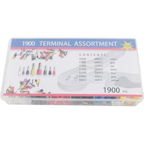 1900pcs gaines de sertissage assorties 0,5 à 6mm² AWG22-10 cosses embouts pour câbles (1/5)
