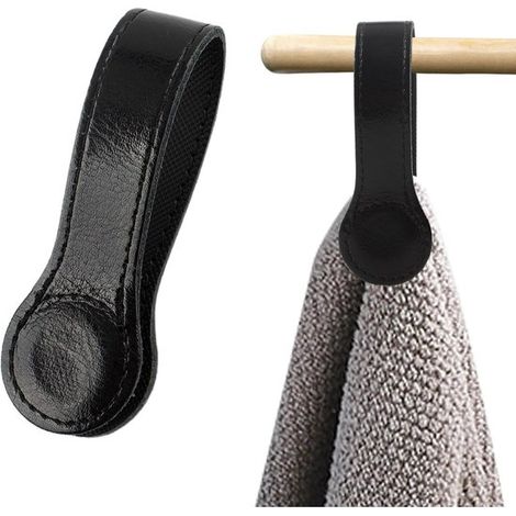 2 clip magnetiche in pelle per asciugamani da cucina, clip per asciugamani da fissare alle maniglie del forno, ganci per asciugamani con magneti potenti, porta asciugamani per il bagno (1/5)