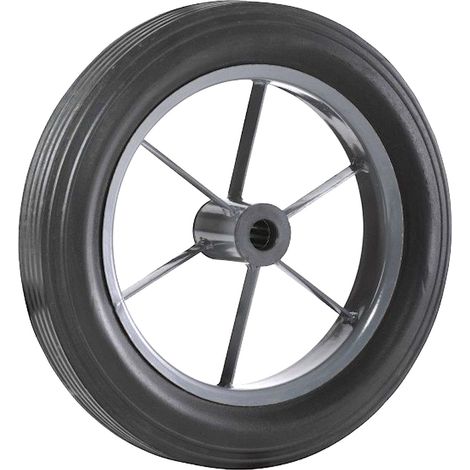 Roue brouette caoutchouc plein diamètre 375 x 65 alésage 25 longueur de moyeu 76 mm roulement à rouleaux