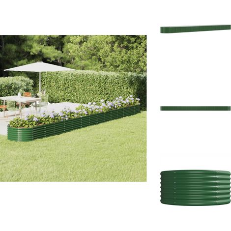 Lit surélevé de jardin Acier enduit de poudre 620x80x36 cm Vert - Jardinière Surélevée - Bac À Fleurs - Pot De Fleurs Extérieur - Décoration Jardin - Plante Extérieure (1/5)