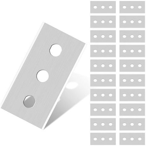 Flintronic 20 Stück Lame Grattoir de Rechange, Trois trous Racloir Vitrocéramique, Racloir Vitrocéramique, Métal Lames Rechange Pour Grattoir, 43 22 mm (1/5)