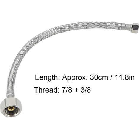 Tuyau d'arrivée d'eau tressé en cuivre pour WC, 30 cm, filetage entrée 7/8", filetage sortie 3/8", accessoires de salle de bain (1/5)