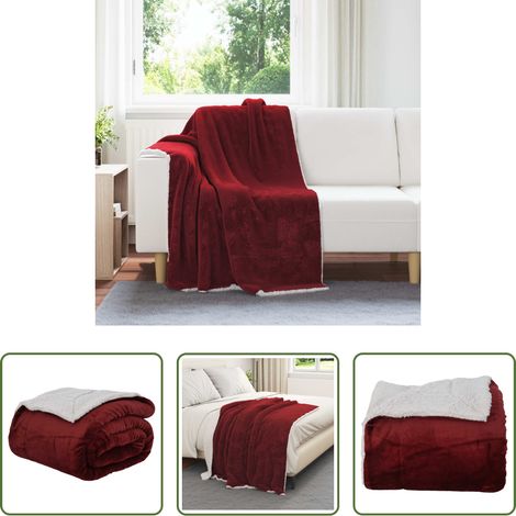Fleece - Überwurfdecke Bordeauxrot 130 x 150 cm Fleece (1/5)