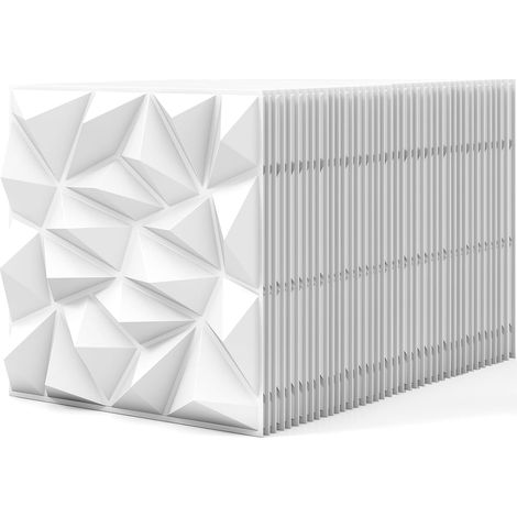 GOPLUS Lot de 40 Panneau Mural Decoratif 3D en PVC 50 x 50 CM, Revetement Mural en Diamant de 10 M² pour Peinture et Découpe DIY, Imperméable & Ininflammable, pour Salon, Chambre, Bureau (1/5)
