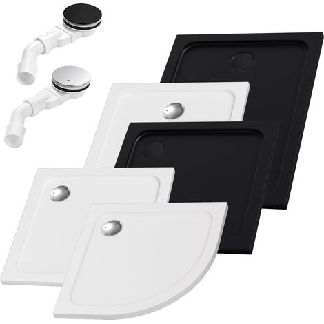 TolleTour Piatto doccia piatto bianco/nero 80x80–120x90 cm con/senza scarico, piatto doccia per il bagno (1/5)