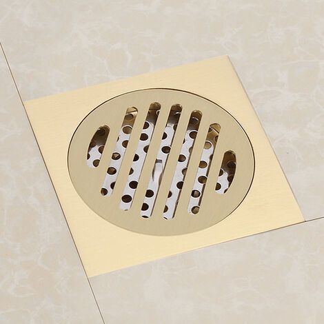 Drain de sol carré salle de bain douche déchets grille en laiton construit crépine accessoire maison (1/5)