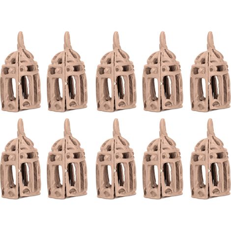 10 Stück Miniatur-Vogelkäfige (Maßstab 1:12, 1:6) aus Edelstahl, braun, Puppenhausdekoration (1/5)