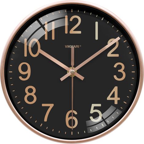 Wall Clock 20 cm Black and Gold Silent Design (1/5)