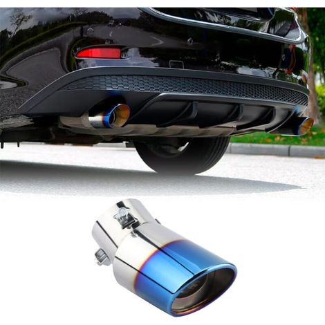 Embout echappement, cache pot d'échappement universel silencieux de exhaust end voiture en acier inoxydable et fibre carbone brillant accessoire automobile tuning pour plupart voitures di