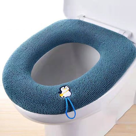 Lot de 4 housses de siège de toilettes, coussins épais lavables, accessoires salle de bain confortables pour famille (1/5)