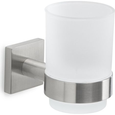 Gedy Portaspazzolino Fuji Da Muro Spazzolato Acciaio Inox AISI 304 E Vetro Satinato (1/2)