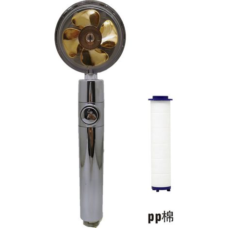 MINKUROW Propeller-Duschkopf, 360°-Drehung, Wassereinsparung, Turbolader-Kit, einstellbare Wassermenge, drehbarer Hochdruck-Duschkopf mit Filter und Pausenschalter (Gold) (1/4)