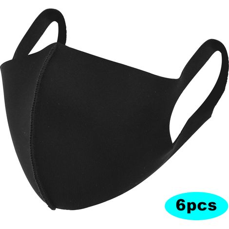 Lot de 6 éponges filtrantes anti-poussière, masque buccal 3D respirant avec élastique oreille, protection PM2.5 réutilisable, respiratoire doux (1/5)