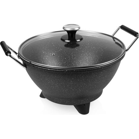 Elektrischer Asia Wok, Pfanne mit Glasdeckel, 7 Liter, Ø 30cm, 1400Watt (1/5)