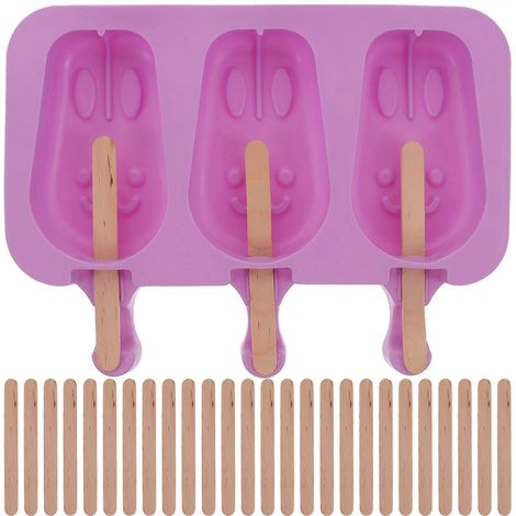 1 Moule à glace en silicone, moule lapin en silicone, machine à glace lapin en silicone avec bâtonnets en bois-19.5X11CM-Purple (1/3)