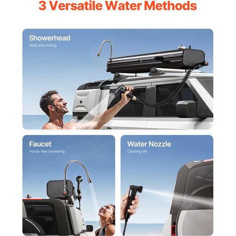 Réservoir d'eau pour galerie de toit, 17 L, réservoir d'eau sous pression pour douche de camping, 2 panneaux anti-éclaboussures, ra… (1/5)
