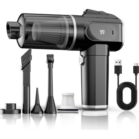 Aspirateur de voiture sans fil, argenté, aspiration puissante, portable, rechargeable