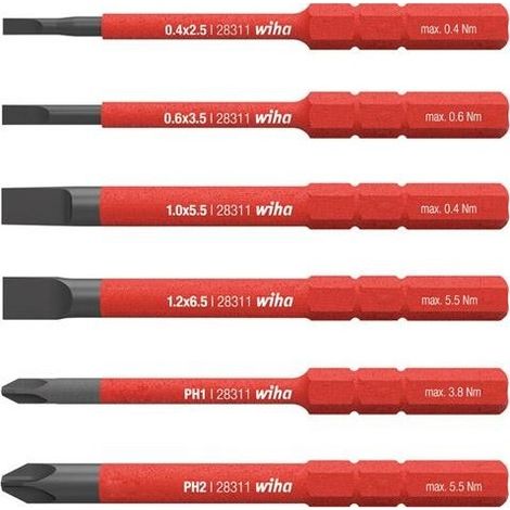 Juego hoja intercambiable slimBit electric PH plana 6-unidades Wiha