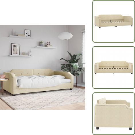 The Living Store Sofá cama sin colchón tela crema 100x200 cm - Sofá cama sin colchón