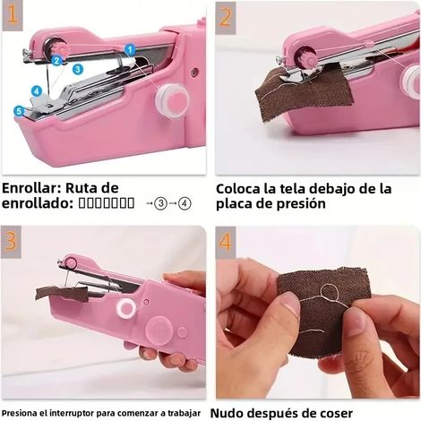 (Rose) Mini machine à coudre électrique, machine à coudre portable à aiguille, faite main, accessoires de couture pour la maison et les voyages (1/5)