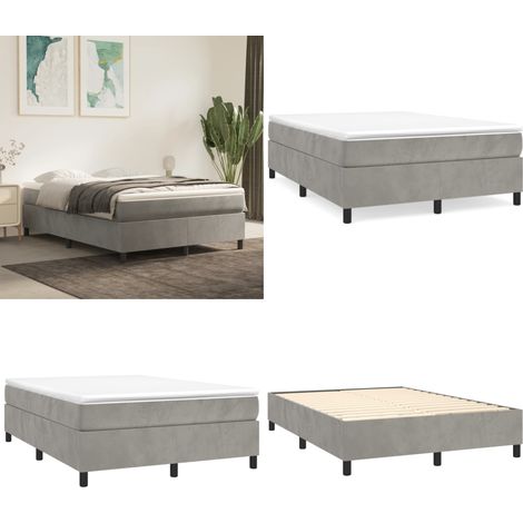 Sommier à lattes de lit et matelas Gris clair 140x200cm Velours - Lit Tapissier - Lit Double - Matelas À Ressorts Ensachés - Support Moyen Dur - Housse De Protection De Matelas - Home & Living (1/5)