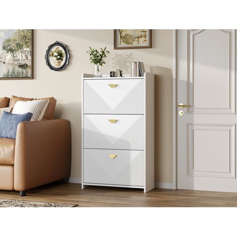 Armoire à chaussures de 7030120 cm, avec 3 portes coulissantes en bas. Armoire à chaussures pour le couloir, dotée de 6 compartiments pour les chaussures.