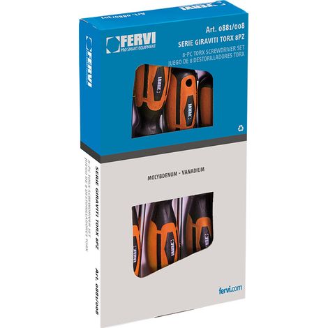Juego de 8 destornilladores Torx T7-T30 Fervi 0881/008