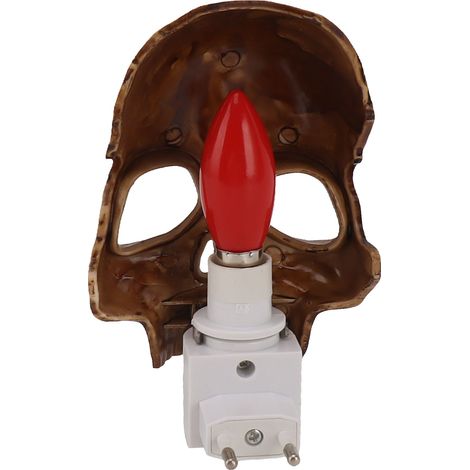 Lampe de nuit tête de mort à brancher sur le mur, luminosité réglable, squelette en résine, décoration lumineuse pour Halloween, EU 220V (1/5)