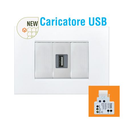 Mini Kystone Caricatore Usb 2.4A 5V Tipo A (Tecnoswitch Cod. Ks012Pu)
