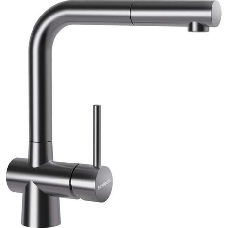 Schock Küchenarmatur Laios (ausziehbarer Auslauf), Edelstahl Massiv (1/5)