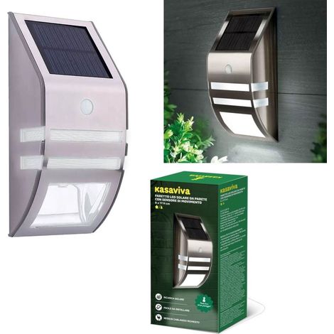 Lampada Solare Giardino da Parete LED con Sensore di Movimento 17 x 8 cm