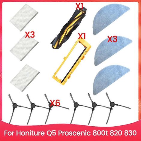 Kit de rechange pour aspirateur Honiture Q5 Proscenic 800t 820 830 : brosse latérale principale, filtre et chiffon. (1/5)