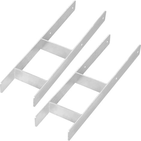 KOTARBAU® H-Pfostenfuß für Wandmontage, verzinkter Stahlanker, 150 mm, 2er-Set