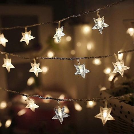 Guirnalda de luces LED de 100 luces en forma de estrella de 15 metros (49 pies), luces de hadas enchufables, impermeables, extensibles para interiores, exteriores, Ramadán, fiestas de bodas, árbol de (1/2)