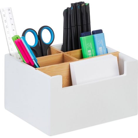 Organizzatore da scrivania in bambu con 5 scomparti