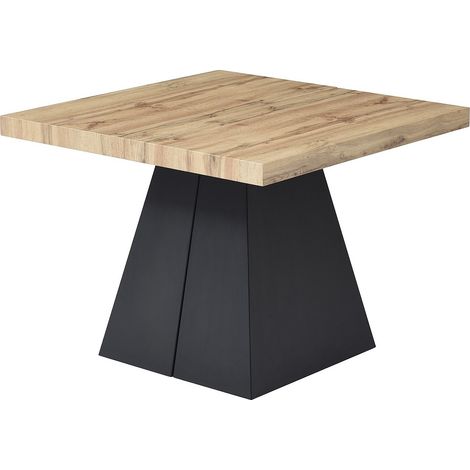 Vente-Unique – Table à manger extensible 4 à 10 personnes – Plateau MDF naturel clair – Pieds métal noir – Rallonges amovibles – Pour intérieur (1/5)