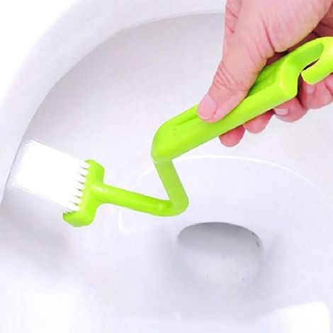 Brosse Toilette - Tête Courbée En V - Pour Nettoyage Sous Rebord Cuve Et Passage Chasse D Eau - Lot De 4 (1/5)