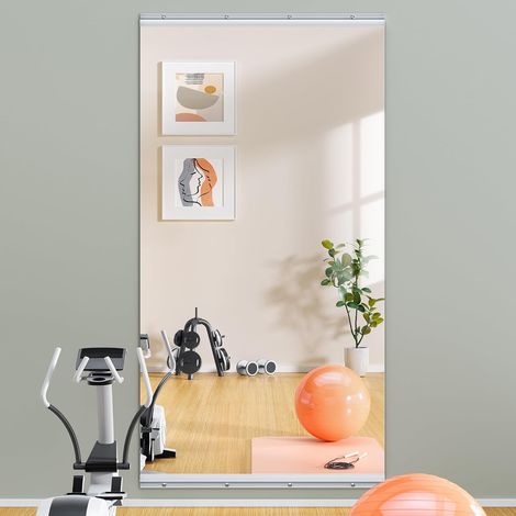 Lot de 1 Miroirs Pleine Longueur 160x70 cm, Miroir sans Cadre en Verre Trempé Épaisseur 0,16 Pouce, Idéal Yoga, Fitness, Garage et Salle de Danse (1/5)