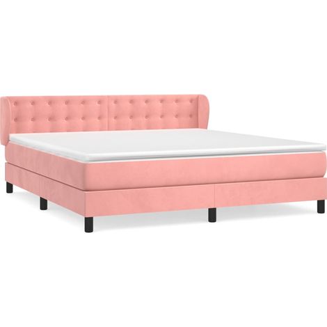 Maison Exclusive - Giroletto a Molle con Materasso Rosa 160x200 cm in Velluto (1/5)