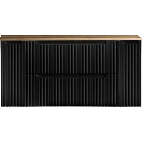 Waschtisch Skelbolu 120x60x40 cm Schwarz/Eichenoptik [en.casa]