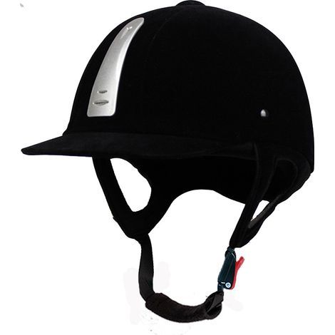 Casque d'équitation en velours noir — Casque de sécurité avec sangles réglables — Équipement de protection léger