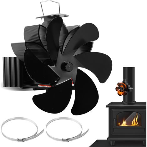 Jiubiaz Kaminofen Ventilator für Ofenrohr, kompakter wärmebetriebener Ofenlüfter 113 CFM, ohne Strom (1/5)