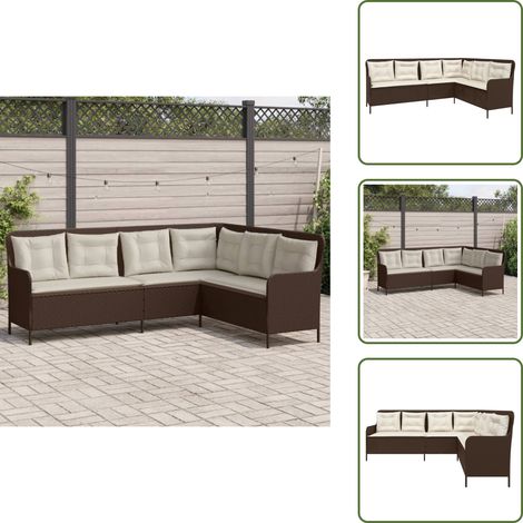 Gartensofa in L-Form mit Kissen Braun Poly Rattan - Gartensofa - Gartensofas - Outdoor Sofa - Terrassensofa (1/5)