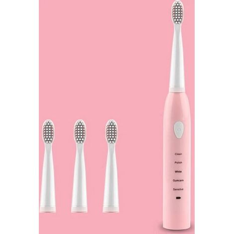 Leistungsstarke automatische elektrische Ultraschallzahnbürste, USB-aufladbar, abwaschbar, elektronische Nano-Zahnbürste mit Aufhellungsfunktion, rosa. (1/4)