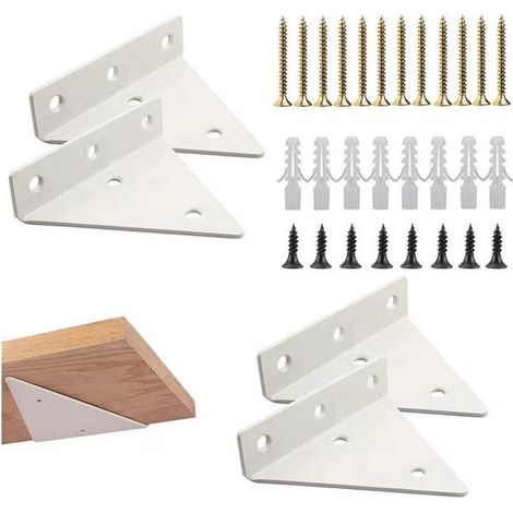 (4 pièces blanc) Support d'étagère triangulaire Angle d'étagère flottant Support d'étagère murale Support d'étagère mural Invisible Triangle flottant (1/5)
