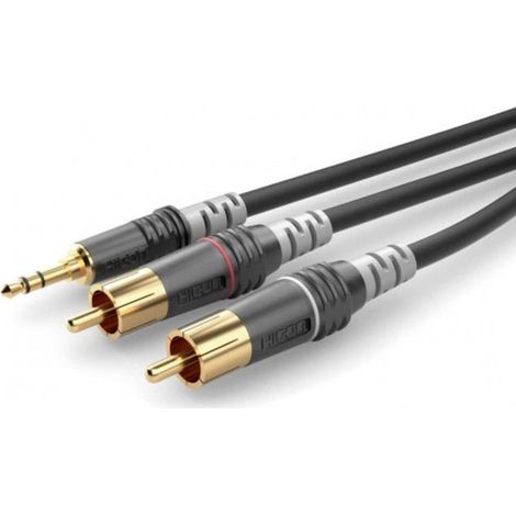 Sommer Cable HBA-3SC2-0600 Jack / RCA Audio Cavo [2x Spina RCA - 1x Spina jack da 3.5 mm] 6.00 m Nero