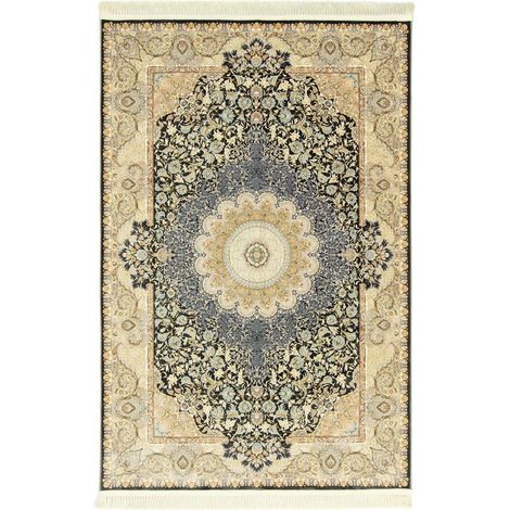 Tapis persan Benafscha  - 150x100cm, Rectangular - 100% Acrylique - Tissé - Noir