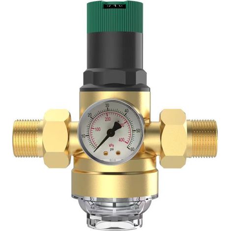 BelleRise - Réducteur de pression d'eau, détendeur en laiton DN20 3/4 pouce, régulateur de pression réglable avec manomètre (1/4)